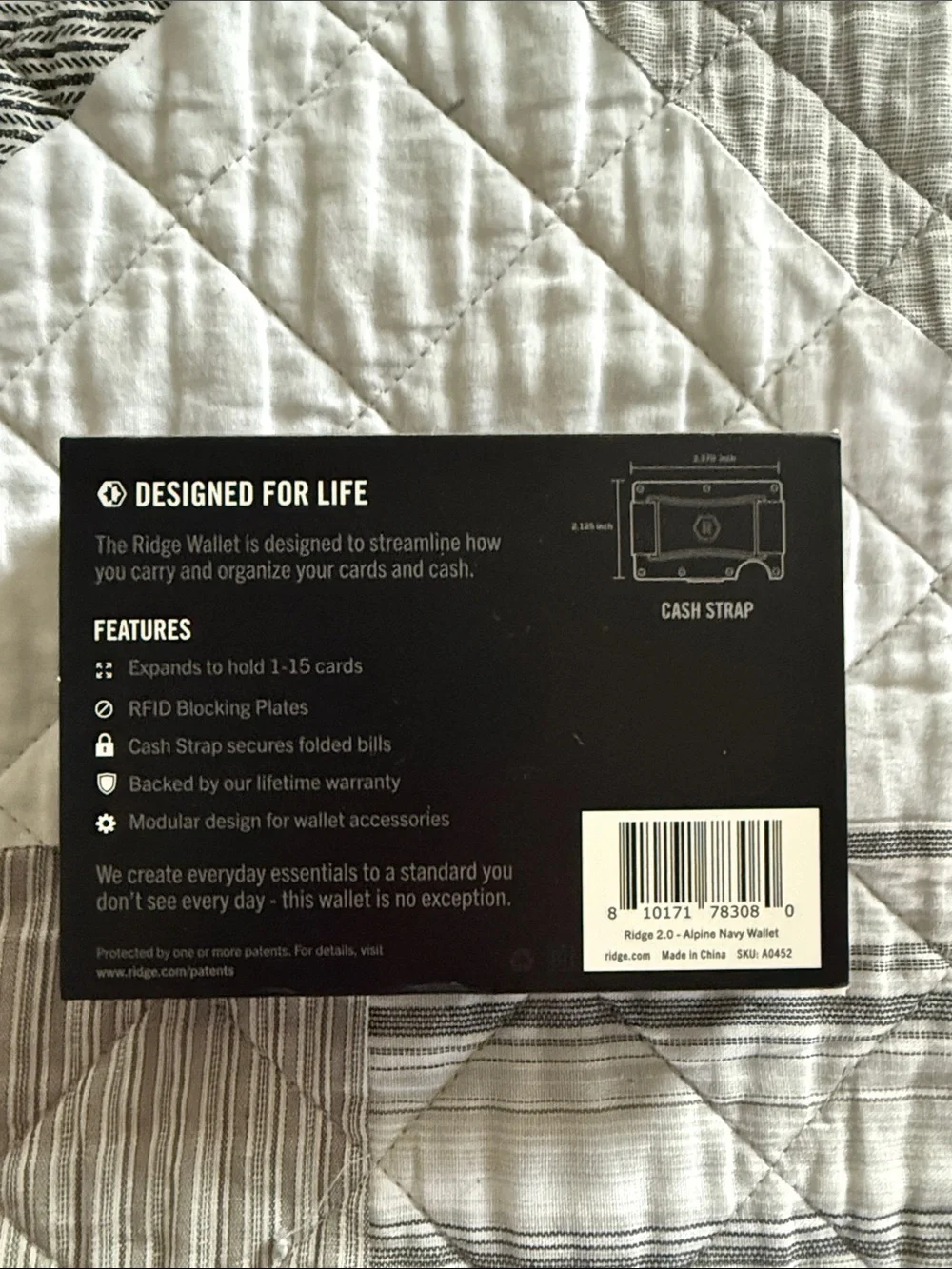 Ridge RFID Blocking Aluminum Wallet w/Cash Strap, Alpine Navy, NIB NWT